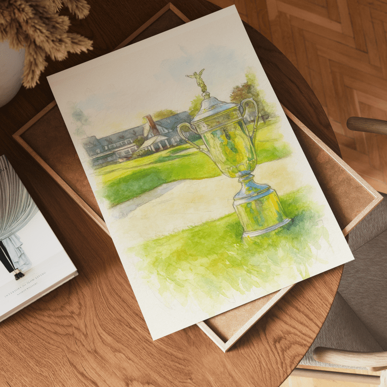 U.S. Open Trophy at Oakmont – Watercolor Art Print - Links & Legends