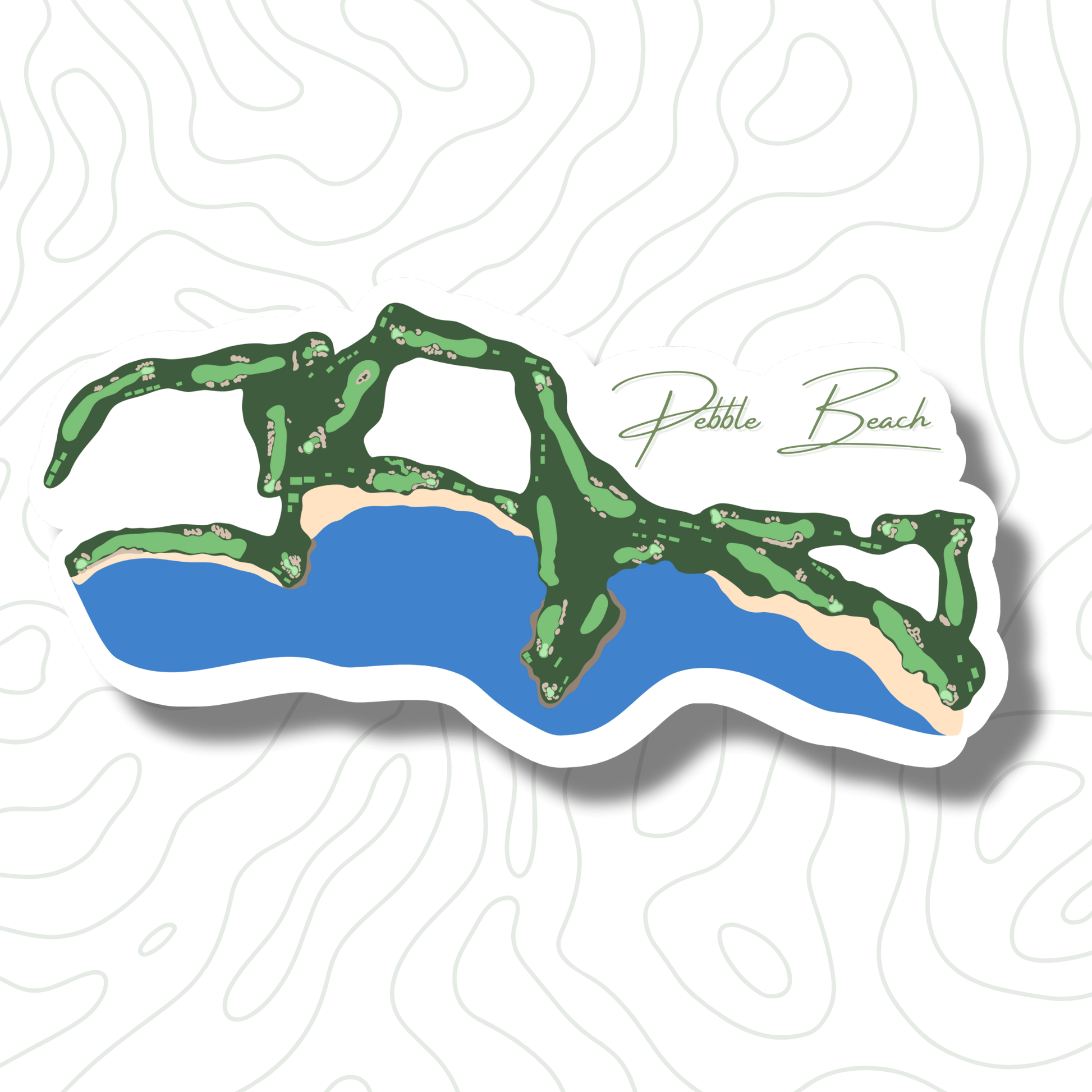 Pebble Beach Course Layout Sticker - Links & Legends