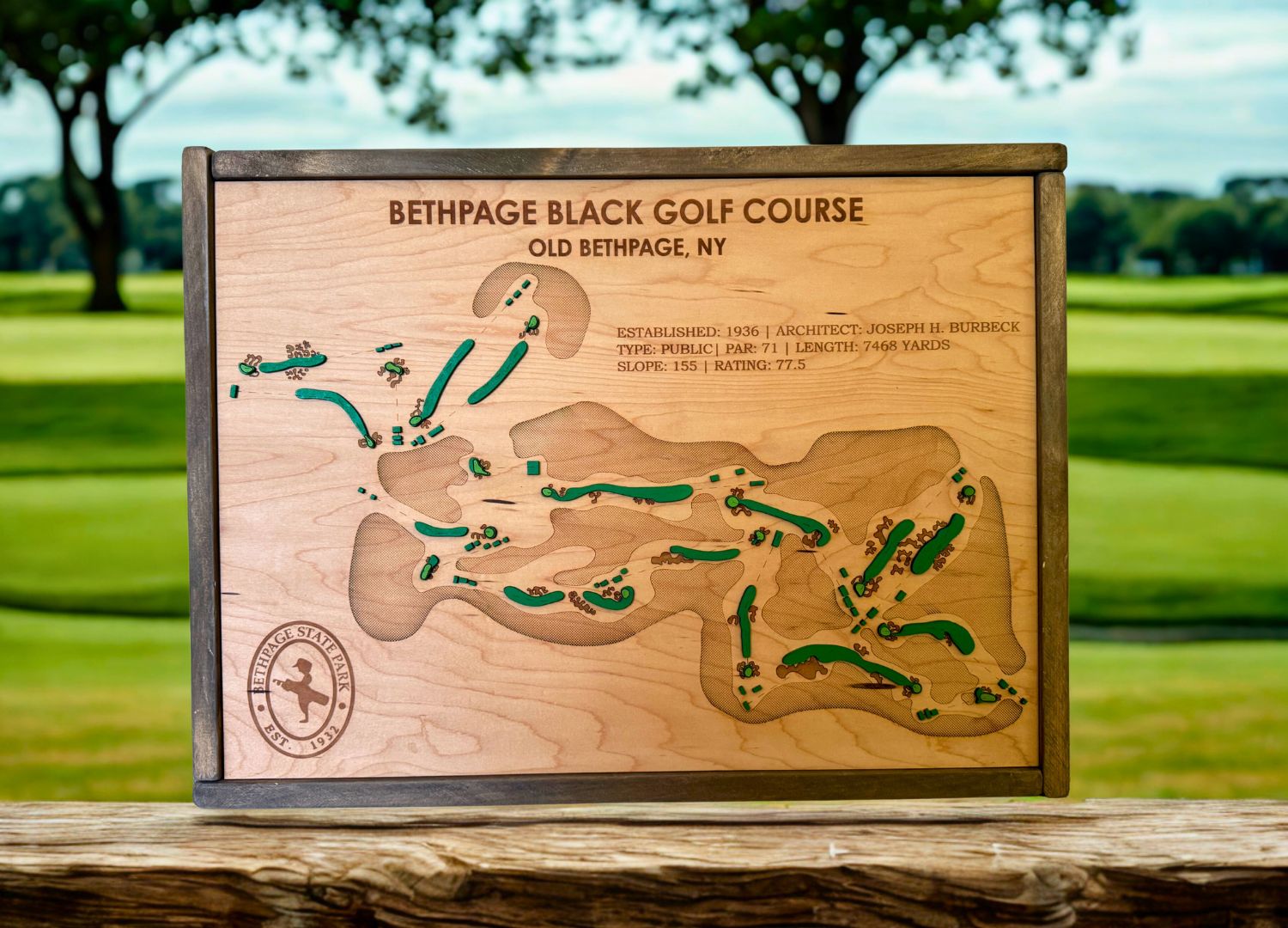 Bethpage Black Wood Sign
