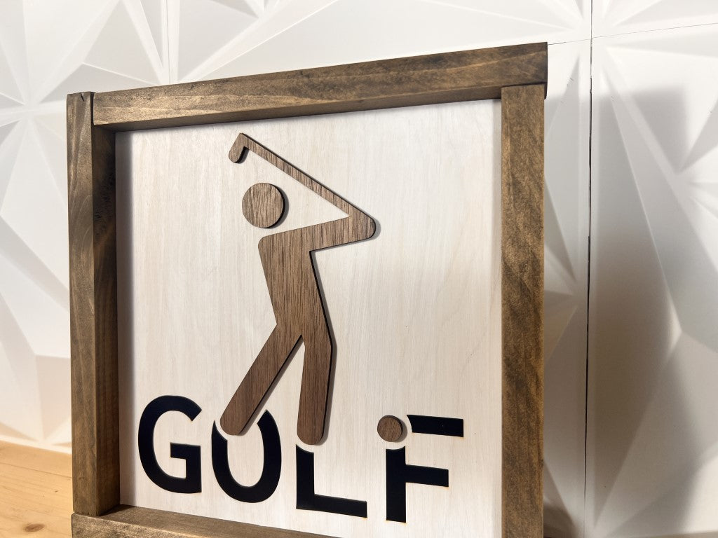Golf Wooden Framed Sign