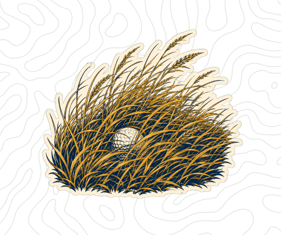 Shinnecock fescue golf ball in rough sticker vinyl decal