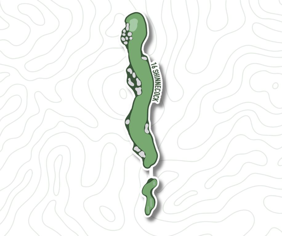Shinnecock Hills Hole 16 golf course hole map sticker vinyl decal