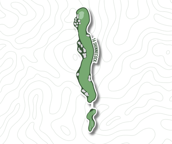 Shinnecock Hills Hole 16 golf course hole map sticker vinyl decal