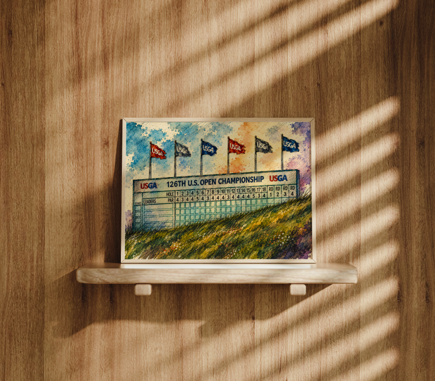 Shinnecock Hills US Open Leaderboard Art Print – room lifestyle