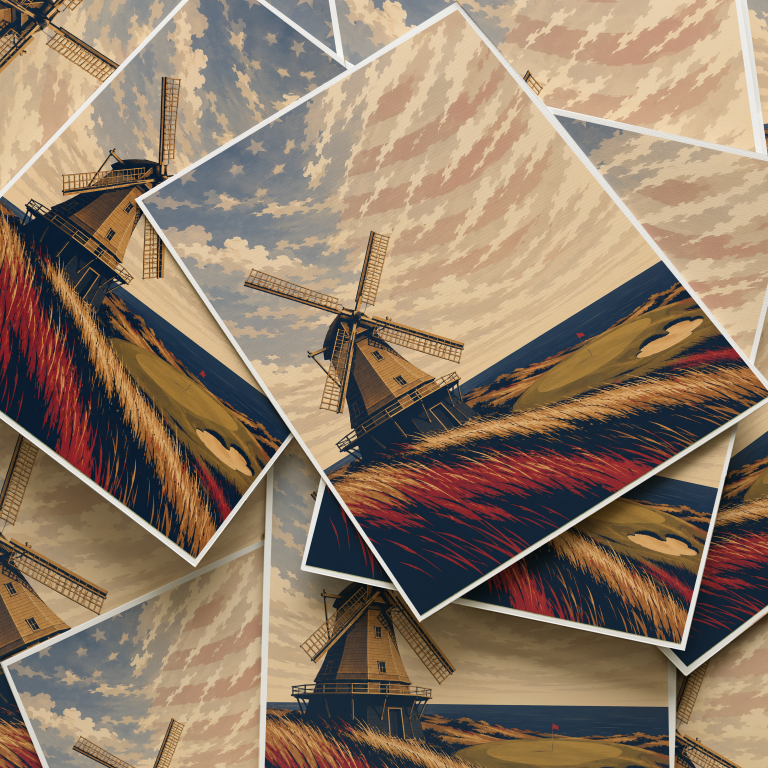 Shinnecock Hills Windmill Golf Art Print – American links golf wall art