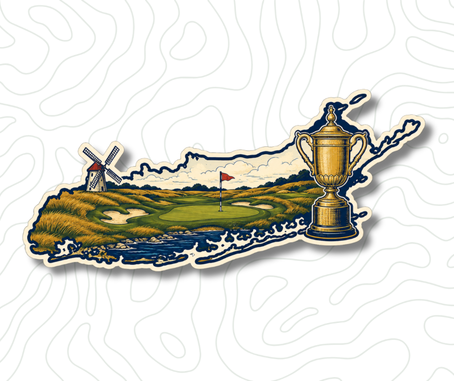 Shinnecock Hills Long Island shaped golf sticker US Open trophy vinyl decal