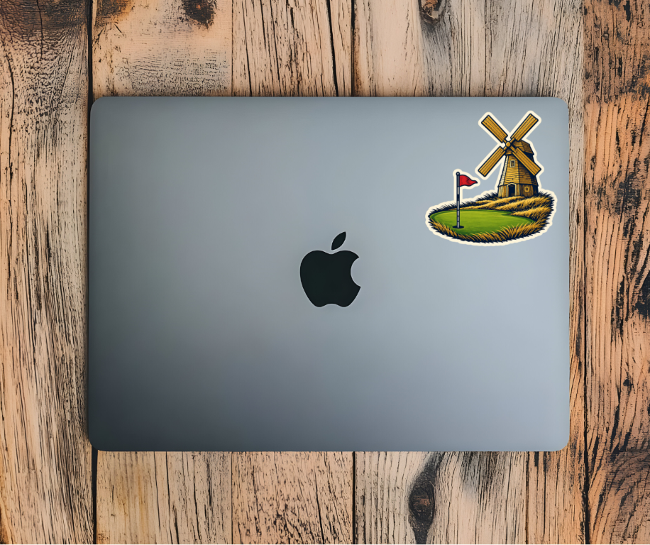 Shinnecock Hills windmill green sticker on laptop
